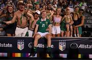 26 June 2025; Emily Murphy of Republic of Ireland with supporters after the women's international friendly match between the USA and Republic of Ireland at Dick’s Sporting Goods Park in Commerce City, Colorado, USA. Photo by Stephen McCarthy/Sportsfile