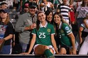 26 June 2025; Erin Healy of Republic of Ireland with family after the women's international friendly match between the USA and Republic of Ireland at Dick’s Sporting Goods Park in Commerce City, Colorado, USA. Photo by Stephen McCarthy/Sportsfile