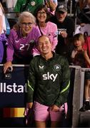 26 June 2025; Republic of Ireland goalkeeper Sophie Whitehouse with family after the women's international friendly match between the USA and Republic of Ireland at Dick’s Sporting Goods Park in Commerce City, Colorado, USA. Photo by Stephen McCarthy/Sportsfile