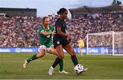 26 June 2025; Naomi Girma of United States and Kyra Carusa of Republic of Ireland during the women's international friendly match between the USA and Republic of Ireland at Dick’s Sporting Goods Park in Commerce City, Colorado, USA. Photo by Stephen McCarthy/Sportsfile