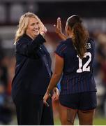 26 June 2025; United States head coach Emma Hayes and Michelle Cooper of United States after the women's international friendly match between the USA and Republic of Ireland at Dick’s Sporting Goods Park in Commerce City, Colorado, USA. Photo by Stephen McCarthy/Sportsfile