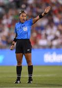 26 June 2025; Referee Vimarest Diaz during the women's international friendly match between the USA and Republic of Ireland at Dick’s Sporting Goods Park in Commerce City, Colorado, USA. Photo by Stephen McCarthy/Sportsfile