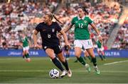 26 June 2025; Avery Patterson of United States and Anna Patten of Republic of Ireland during the women's international friendly match between the USA and Republic of Ireland at Dick’s Sporting Goods Park in Commerce City, Colorado, USA. Photo by Stephen McCarthy/Sportsfile