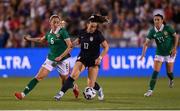 26 June 2025; Sam Coffey of United States and Megan Connolly of Republic of Ireland during the women's international friendly match between the USA and Republic of Ireland at Dick’s Sporting Goods Park in Commerce City, Colorado, USA. Photo by Stephen McCarthy/Sportsfile