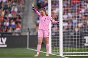 26 June 2025; Republic of Ireland goalkeeper Courtney Brosnan during the women's international friendly match between the USA and Republic of Ireland at Dick’s Sporting Goods Park in Commerce City, Colorado, USA. Photo by Stephen McCarthy/Sportsfile