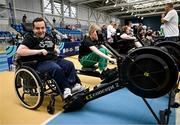 27 June 2025; Leon Keogh competing on the rowing machine during the Fitness Inclusion Games by IWA at the Sport Ireland Indoor Arena on the National Sports Campus in Dublin. Photo by David Fitzgerald/Sportsfile