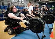 27 June 2025; Ashleigh Muprhy competing on the ski erg during the Fitness Inclusion Games by IWA at the Sport Ireland Indoor Arena on the National Sports Campus in Dublin. Photo by David Fitzgerald/Sportsfile