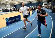 27 June 2025; Comedian Rory O'Connor and Dylan Maguire during the Fitness Inclusion Games by IWA at the Sport Ireland Indoor Arena on the National Sports Campus in Dublin. Photo by David Fitzgerald/Sportsfile
