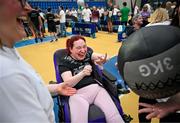 27 June 2025; Stephanie Walsh competing in the wall balls during the Fitness Inclusion Games by IWA at the Sport Ireland Indoor Arena on the National Sports Campus in Dublin. Photo by David Fitzgerald/Sportsfile