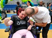 27 June 2025; Declan Hamilton with Stephanie Walsh after the Fitness Inclusion Games by IWA at the Sport Ireland Indoor Arena on the National Sports Campus in Dublin. Photo by David Fitzgerald/Sportsfile