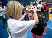 27 June 2025; Competitors receive their medals after the Fitness Inclusion Games by IWA at the Sport Ireland Indoor Arena on the National Sports Campus in Dublin. Photo by David Fitzgerald/Sportsfile