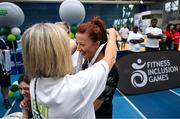 27 June 2025; Competitors receive their medals after the Fitness Inclusion Games by IWA at the Sport Ireland Indoor Arena on the National Sports Campus in Dublin. Photo by David Fitzgerald/Sportsfile
