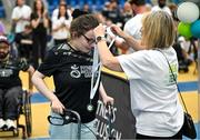 27 June 2025; Competitors receive their medals after the Fitness Inclusion Games by IWA at the Sport Ireland Indoor Arena on the National Sports Campus in Dublin. Photo by David Fitzgerald/Sportsfile