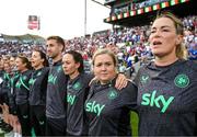 26 June 2025; Assistant coach Charlotte Healy, second from right, with goalkeeping coach Emma Byrne, right, and Amber Whiteley, left, during the women's international friendly match between the USA and Republic of Ireland at Dick’s Sporting Goods Park in Commerce City, Colorado, USA. Photo by Stephen McCarthy/Sportsfile