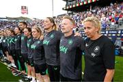 26 June 2025; Republic of Ireland head coach Carla Ward with coaches, from right, assistant head coach Alan Mahon, goalkeeping coach Emma Byrne, assistant coach Charlotte Healy and assistant coach Amber Whiteley during the women's international friendly match between the USA and Republic of Ireland at Dick’s Sporting Goods Park in Commerce City, Colorado, USA. Photo by Stephen McCarthy/Sportsfile