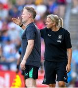 26 June 2025; Republic of Ireland head coach Carla Ward and assistant head coach Alan Mahon during the women's international friendly match between the USA and Republic of Ireland at Dick’s Sporting Goods Park in Commerce City, Colorado, USA. Photo by Stephen McCarthy/Sportsfile