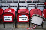 27 June 2025; A general view of seating before the SSE Airtricity Men's Premier Division match between Derry City and Drogheda United at The Ryan McBride Brandywell Stadium in Derry. Photo by Shauna Clinton/Sportsfile