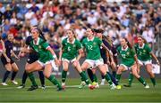 26 June 2025; Republic of Ireland players, from left, Caitlin Hayes, Megan Connolly, Anna Patten, Kyra Carusa and Jessie Stapleton during the women's international friendly match between the USA and Republic of Ireland at Dick’s Sporting Goods Park in Commerce City, Colorado, USA. Photo by Stephen McCarthy/Sportsfile