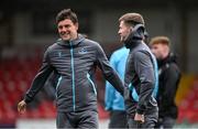 27 June 2025; Drogheda United players, including goalkeeper Jack Brady, left, walk the pitch before the SSE Airtricity Men's Premier Division match between Derry City and Drogheda United at The Ryan McBride Brandywell Stadium in Derry. Photo by Shauna Clinton/Sportsfile