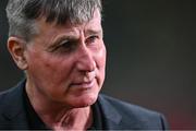 27 June 2025; St Patrick's Athletic manager Stephen Kenny speaks to Virgin Media Sport before the SSE Airtricity Men's Premier Division match between Cork City and St Patrick's Athletic at Turner's Cross in Cork. Photo by Brendan Moran/Sportsfile