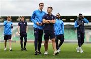 27 June 2025; Waterford players walk the pitch before the SSE Airtricity Men's Premier Division match between Shamrock Rovers and Waterford at Tallaght Stadium in Dublin. Photo by Thomas Flinkow/Sportsfile