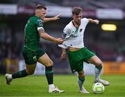 27 June 2025; Alex Nolan of Cork City is tackled by Jamie Lennon of St Patrick's Athletic during the SSE Airtricity Men's Premier Division match between Cork City and St Patrick's Athletic at Turner's Cross in Cork. Photo by Brendan Moran/Sportsfile