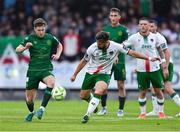 27 June 2025; Barry Baggley of St Patrick's Athletic in action against Greg Bolger of Cork City during the SSE Airtricity Men's Premier Division match between Cork City and St Patrick's Athletic at Turner's Cross in Cork. Photo by Brendan Moran/Sportsfile