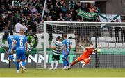 27 June 2025; Shamrock Rovers goalkeeper Ed McGinty makes a save during the SSE Airtricity Men's Premier Division match between Shamrock Rovers and Waterford at Tallaght Stadium in Dublin. Photo by Thomas Flinkow/Sportsfile