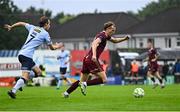 27 June 2025; David Hurley of Galway United in action against Harry Wood of Shelbourne during the SSE Airtricity Men's Premier Division match between Galway United and Shelbourne at Eamonn Deacy Park in Galway. Photo by Piaras Ó Mídheach/Sportsfile