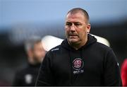 27 June 2025; Bohemians manager Alan Reynolds leaves the pitch at half-time during the SSE Airtricity Men's Premier Division match between Bohemians and Sligo Rovers at Dalymount Park in Dublin. Photo by Seb Daly/Sportsfile