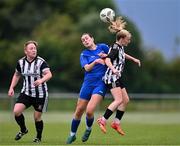 27 June 2025; Rebecca Kavanagh of Newbridge Town in action against Isabella Chambers of Whitehall Rangers during the Sports Direct Women's FAI Cup first round match between Newbridge Town and Whitehall at Greenogue Park in Dublin. Photo by Stephen Marken/Sportsfile