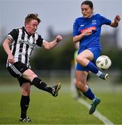 27 June 2025; Natasha Graham of Whitehall Rangers in action against Rebecca Kavanagh of Newbridge Town during the Sports Direct Women's FAI Cup first round match between Newbridge Town and Whitehall at Greenogue Park in Dublin. Photo by Stephen Marken/Sportsfile