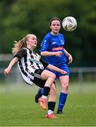 27 June 2025; Isabella Chambers of Whitehall Rangers in action against Aoife Roberts of Newbridge Town during the Sports Direct Women's FAI Cup first round match between Newbridge Town and Whitehall at Greenogue Park in Dublin. Photo by Stephen Marken/Sportsfile