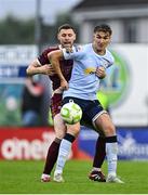 27 June 2025; Sean Boyd of Shelbourne in action against Garry Buckley of Galway United during the SSE Airtricity Men's Premier Division match between Galway United and Shelbourne at Eamonn Deacy Park in Galway. Photo by Piaras Ó Mídheach/Sportsfile