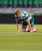 27 June 2025; Michael Noonan of Shamrock Rovers reacts to a missed opportunity on goal during the SSE Airtricity Men's Premier Division match between Shamrock Rovers and Waterford at Tallaght Stadium in Dublin. Photo by Thomas Flinkow/Sportsfile