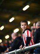 27 June 2025; A Derry City supporter during the SSE Airtricity Men's Premier Division match between Derry City and Drogheda United at The Ryan McBride Brandywell Stadium in Derry. Photo by Shauna Clinton/Sportsfile