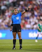 26 June 2025; Referee Vimarest Diaz during the women's international friendly match between the USA and Republic of Ireland at Dick’s Sporting Goods Park in Commerce City, Colorado, USA. Photo by Stephen McCarthy/Sportsfile