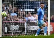 27 June 2025; Sligo Rovers goalkeeper Sam Sargeant watches as the ball rebounds off the post during the SSE Airtricity Men's Premier Division match between Bohemians and Sligo Rovers at Dalymount Park in Dublin. Photo by Seb Daly/Sportsfile