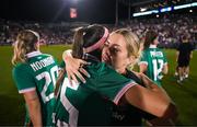 26 June 2025; Republic of Ireland's Denise O’Sullivan and Erin Healy after the women's international friendly match between the USA and Republic of Ireland at Dick’s Sporting Goods Park in Commerce City, Colorado, USA. Photo by Stephen McCarthy/Sportsfile