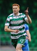 27 June 2025; Rory Gaffney of Shamrock Rovers celebrates after scoring his side's first goal during the SSE Airtricity Men's Premier Division match between Shamrock Rovers and Waterford at Tallaght Stadium in Dublin. Photo by Thomas Flinkow/Sportsfile