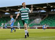 27 June 2025; Rory Gaffney of Shamrock Rovers celebrates after scoring his side's first goal during the SSE Airtricity Men's Premier Division match between Shamrock Rovers and Waterford at Tallaght Stadium in Dublin. Photo by Thomas Flinkow/Sportsfile