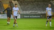 27 June 2025; Shelbourne players Lewis Temple, left, and Kerr McInroy after the drawn SSE Airtricity Men's Premier Division match between Galway United and Shelbourne at Eamonn Deacy Park in Galway. Photo by Piaras Ó Mídheach/Sportsfile