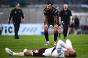 27 June 2025; Jordan Flores of Bohemians reacts after the SSE Airtricity Men's Premier Division match between Bohemians and Sligo Rovers at Dalymount Park in Dublin. Photo by Seb Daly/Sportsfile