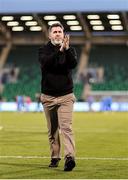 27 June 2025; Shamrock Rovers manager Stephen Bradley celebrates after his side's victory in the SSE Airtricity Men's Premier Division match between Shamrock Rovers and Waterford at Tallaght Stadium in Dublin. Photo by Thomas Flinkow/Sportsfile