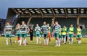 27 June 2025; Shamrock Rovers players applaud their supporters after their side's victory in the SSE Airtricity Men's Premier Division match between Shamrock Rovers and Waterford at Tallaght Stadium in Dublin. Photo by Thomas Flinkow/Sportsfile
