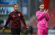 27 June 2025; Derry City goalkeeper Brian Maher acknowledges supporters after his side's victory in during the SSE Airtricity Men's Premier Division match between Derry City and Drogheda United at The Ryan McBride Brandywell Stadium in Derry. Photo by Shauna Clinton/Sportsfile