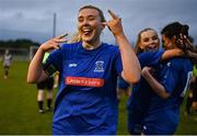27 June 2025; Ella Gleeson of Newbridge Town after her side's victory in the Sports Direct Women's FAI Cup first round match between Newbridge Town and Whitehall at Greenogue Park in Dublin. Photo by Stephen Marken/Sportsfile