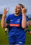 27 June 2025; Ella Gleeson of Newbridge Town after her side's victory in the Sports Direct Women's FAI Cup first round match between Newbridge Town and Whitehall at Greenogue Park in Dublin. Photo by Stephen Marken/Sportsfile
