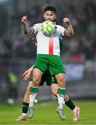27 June 2025; Sean Maguire of Cork City in action against Axel Sjoberg of St Patrick's Athletic during the SSE Airtricity Men's Premier Division match between Cork City and St Patrick's Athletic at Turner's Cross in Cork. Photo by Brendan Moran/Sportsfile