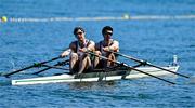 28 June 2025; Daire Lynch, left, and Paul O'Donovan of Ireland during the Men’s Double Sculls Semifinal 2 during the 2025 World Rowing Cup at Rotsee in Lucerne, Switzerland. Photo by Benedict Tufnell/Sportsfile
